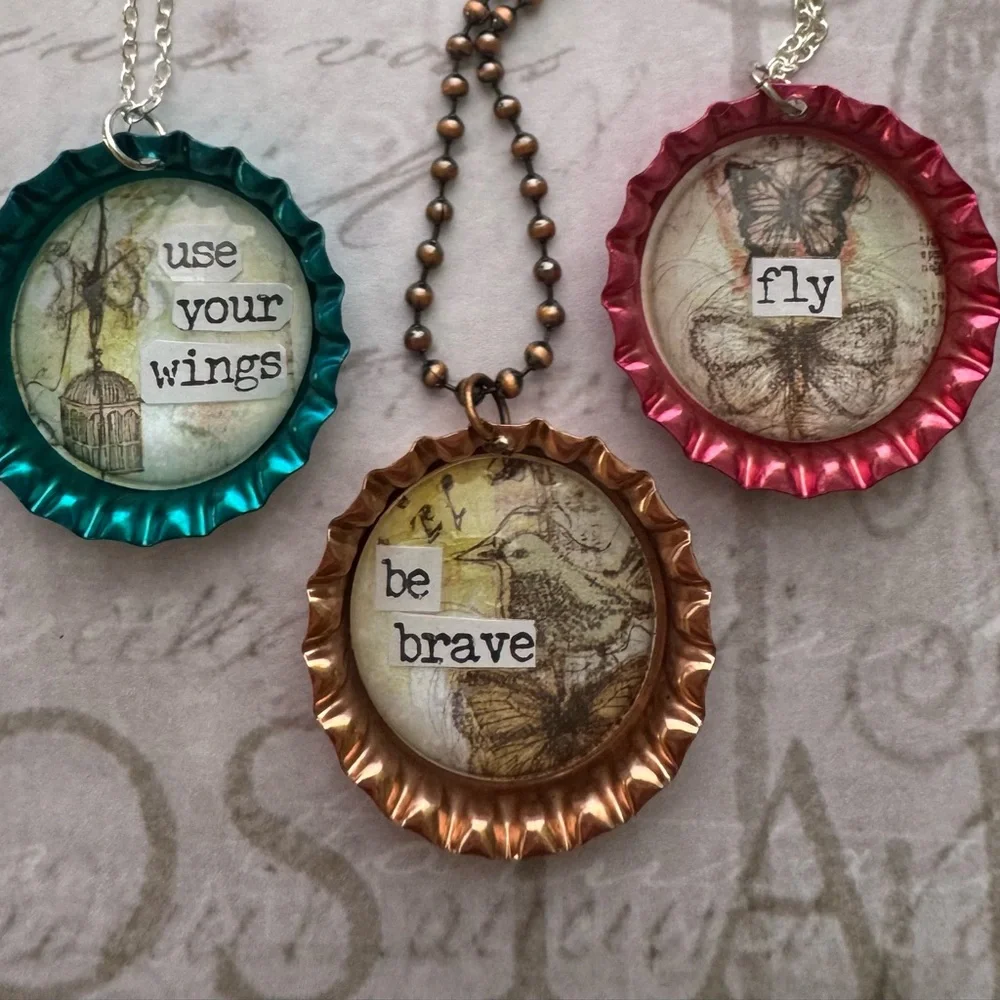 Glass Bottle-Cap Necklace🌸Inspirational 🌸Handmade. - Picture 3 of 6